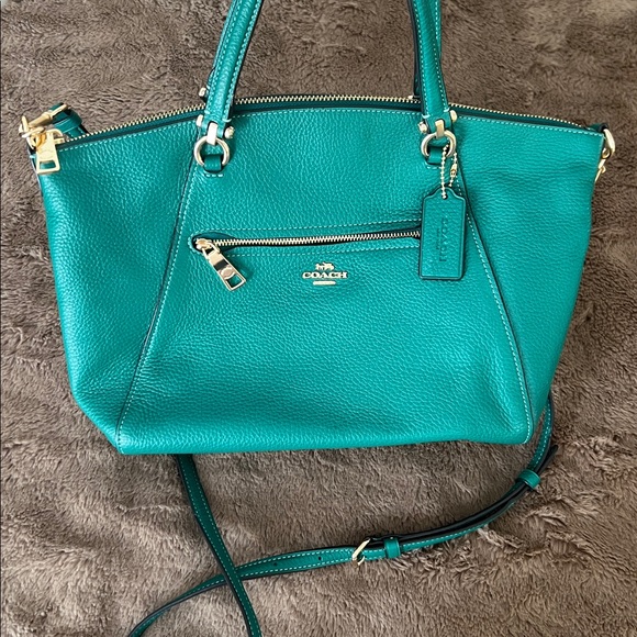 Coach Praire Satchel in Pebbled Leather Jade Green crossbody - Picture 2 of 16